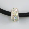 New Abalorio Con Cristal Blanco Ab 2 Y Plata De Ley