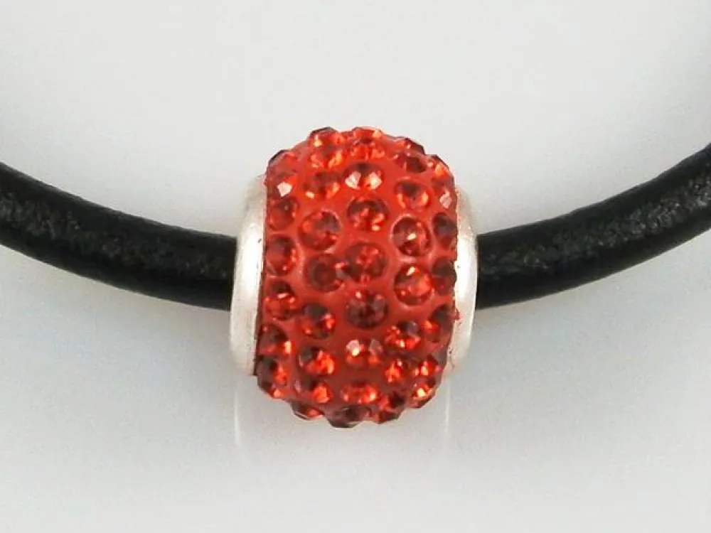 Outlet Abalorio Con Cristales Rojos 5 Y Plata De Ley