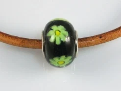 Abalorio Cristal De Murano Negro Y Verde