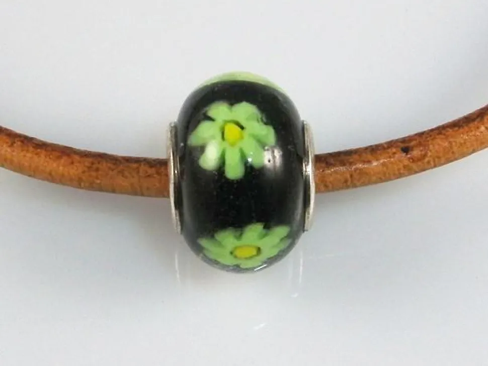 Abalorio Cristal De Murano Negro Y Verde