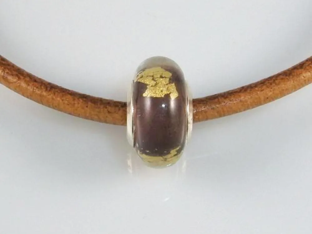 New Abalorio De Murano Y Plata De Ley Morado Y Oro