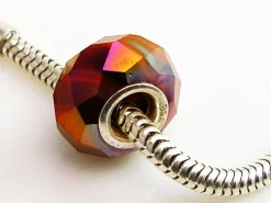 Hot Abalorio De Plata Cristal Murano Facetado Marrón