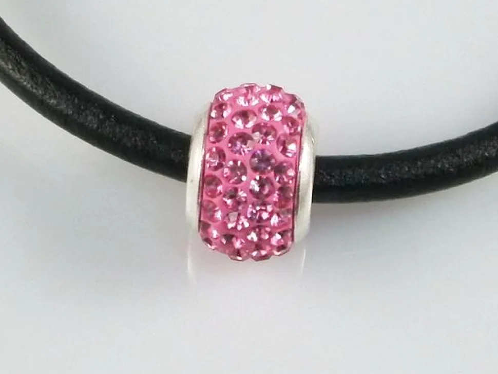 Abalorio De Plata Cristal Rosa 4