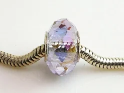 Abalorio De Plata Murano Facetado Lila