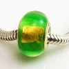 Abalorio De Plata Murano Verde Y Dorado