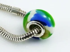 Abalorio En Plata De Ley Blanco, Azul Y Verde