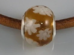 Best Abalorio Plata Y Cristal De Murano Marron Flores Blancas