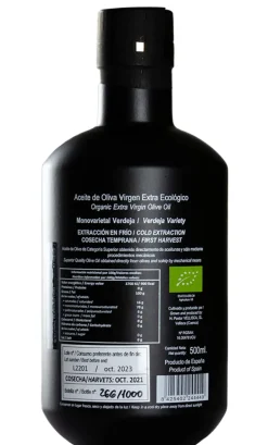 Aceite de Oliva Virgen Extra Ecológico, rico en Biofenoles y Oleocanthal - Botella 500 ml