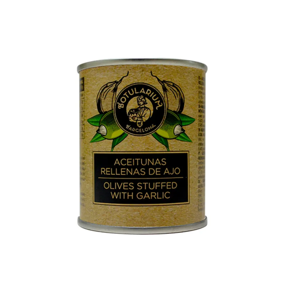 Aceitunas rellenas de ajo Botularium - Pack de 10 latitas minibar