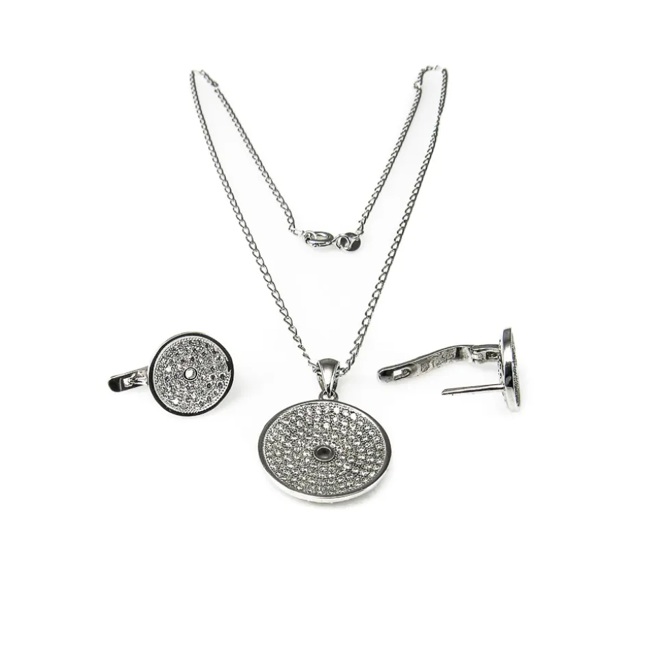 Aderezo Mujer De Plata Rodiada Con Circonitas Microengaste