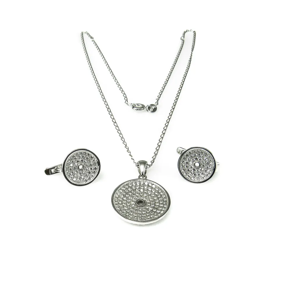 Aderezo Mujer De Plata Rodiada Con Circonitas Microengaste