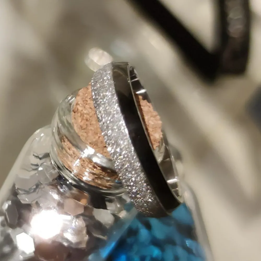 Clearance Alianza De Acero Inox Diamantado Y Negro