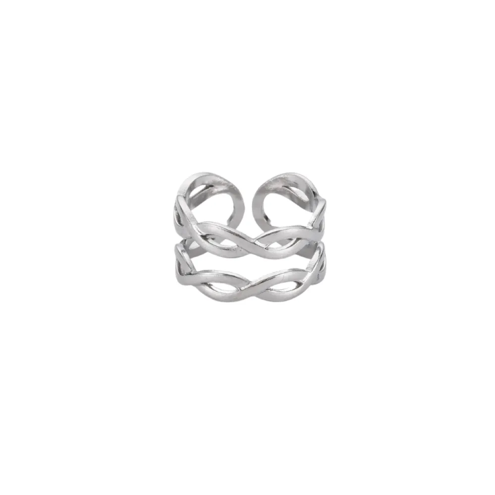 Clearance Creatulote Anillo abierto Infinito ajustable de acero inoxidable de 17,3 mm diámetro