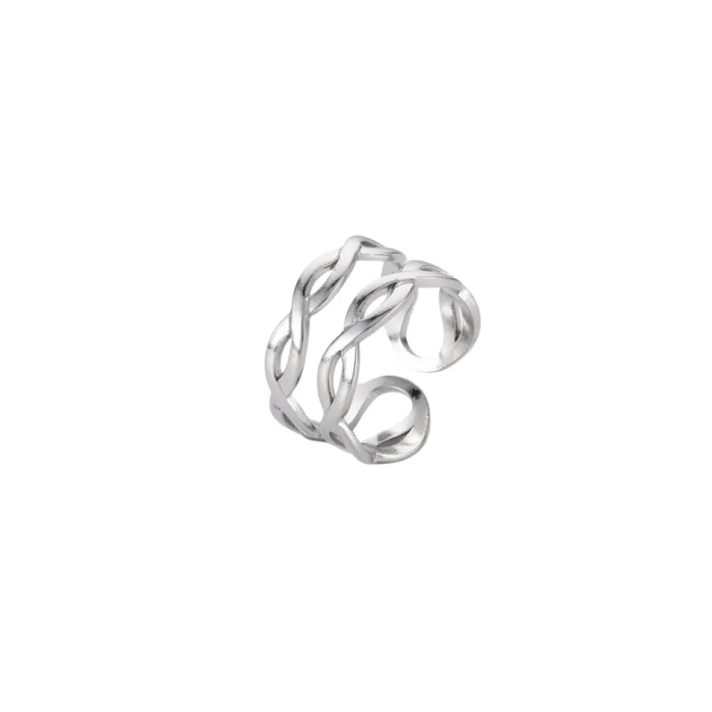 Clearance Creatulote Anillo abierto Infinito ajustable de acero inoxidable de 17,3 mm diámetro