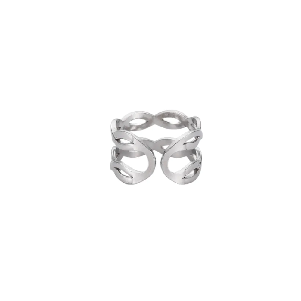 Clearance Creatulote Anillo abierto Infinito ajustable de acero inoxidable de 17,3 mm diámetro