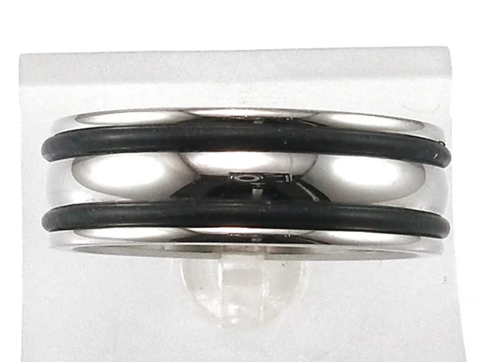 Anillo Acero Doble Fila De Caucho