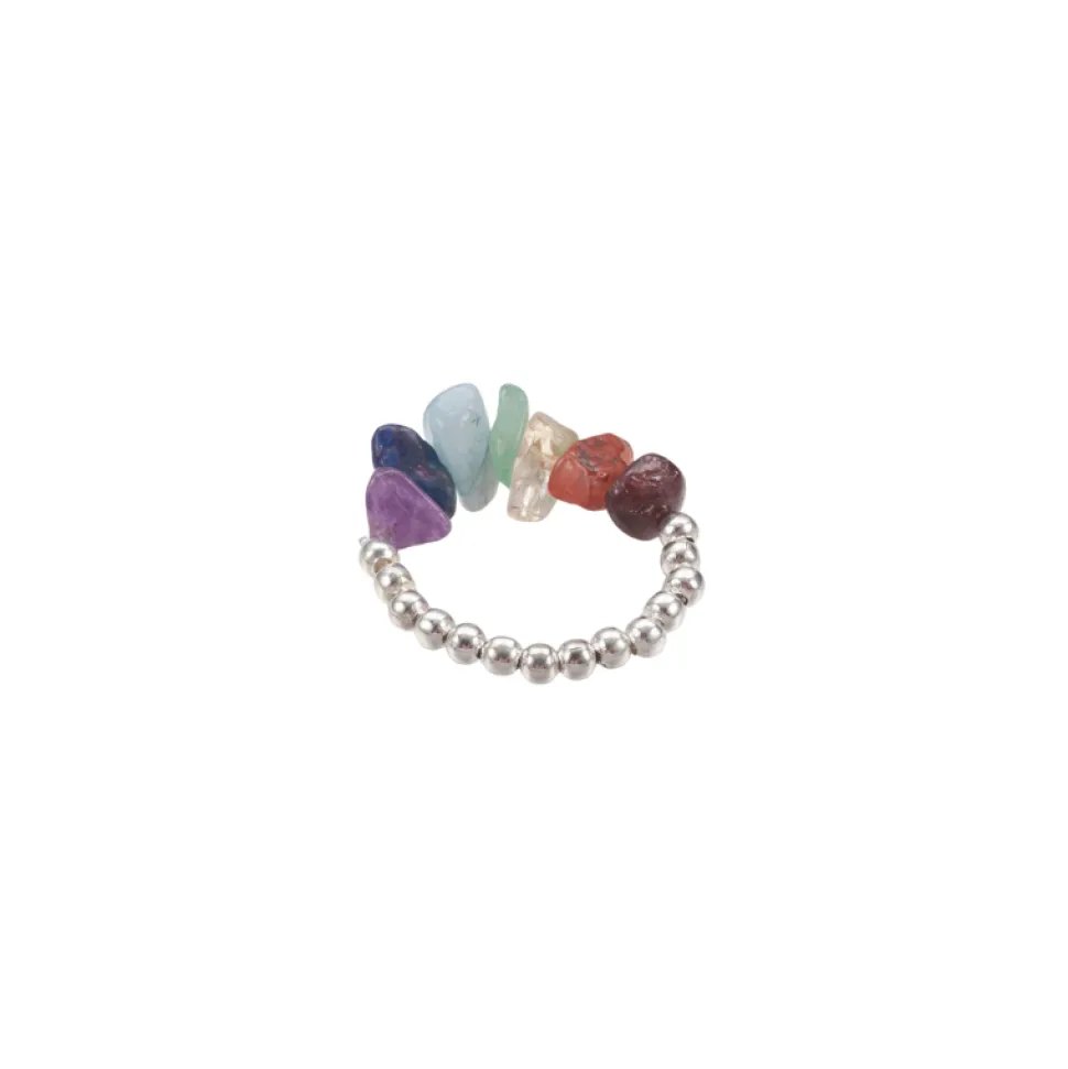 Anillo ajustable con minerales 7 Chakras