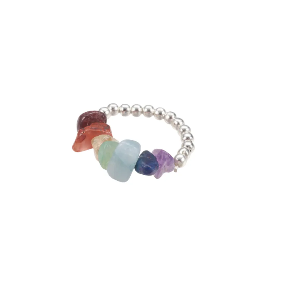Anillo ajustable con minerales 7 Chakras