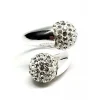 Anillo En Plata De Ley Con Bolas De Cristal Blancas