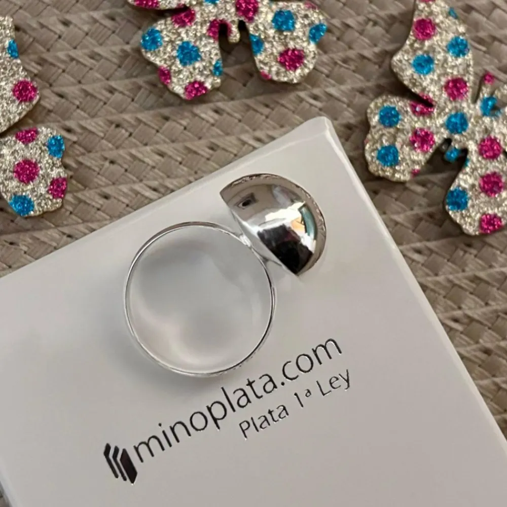 Discount Anillo Media Bola 16 Mm. En Plata De Ley