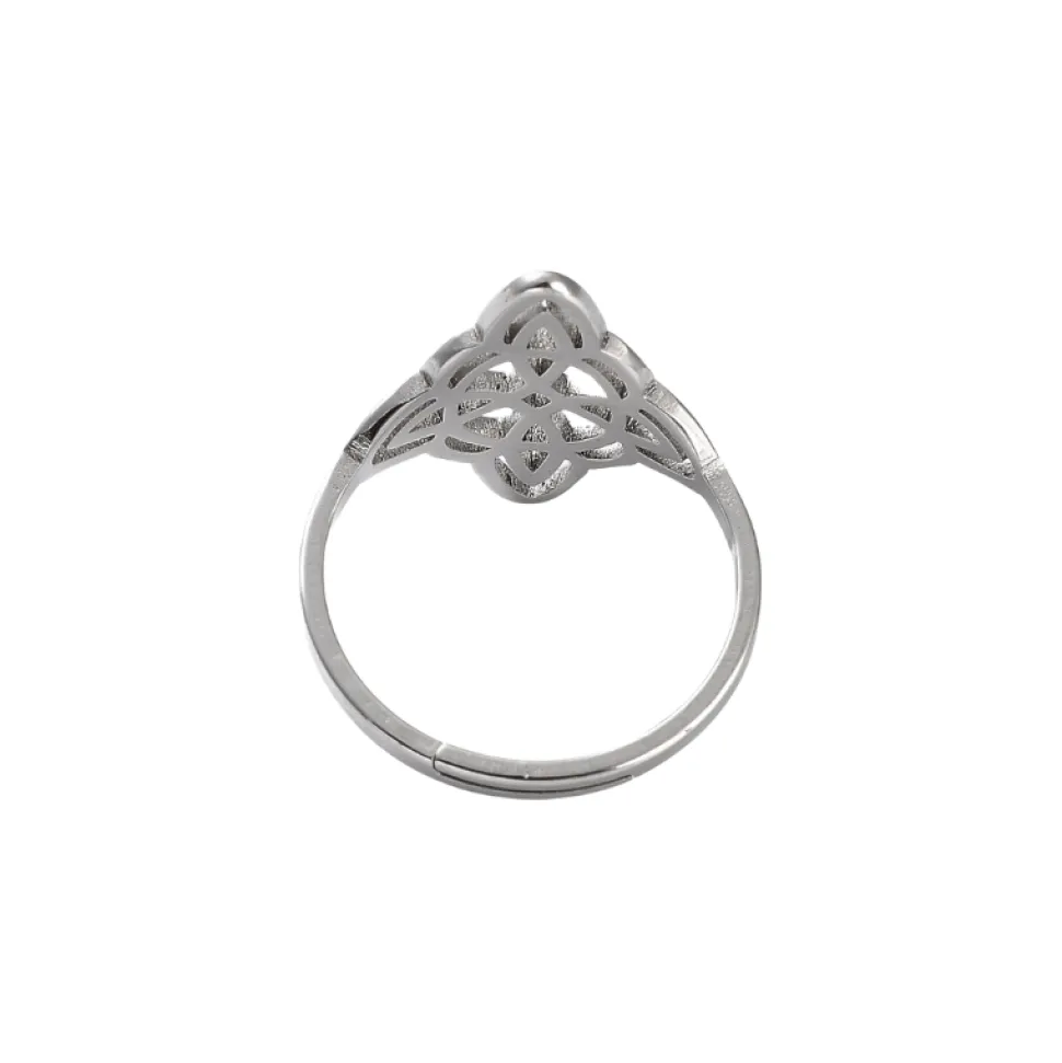 Anillo Nudo de Bruja ajustable de acero inoxidable de 17 mm diámetro