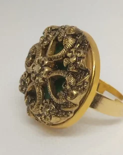 New Ecodedal Anillo rococó dorado y verde