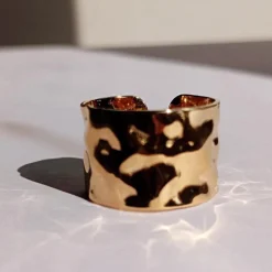 Anillo Textura Abierto Dorado