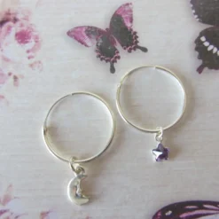 Argollas plata luna y estrella