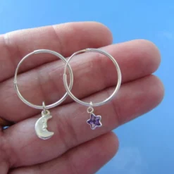 Argollas plata luna y estrella