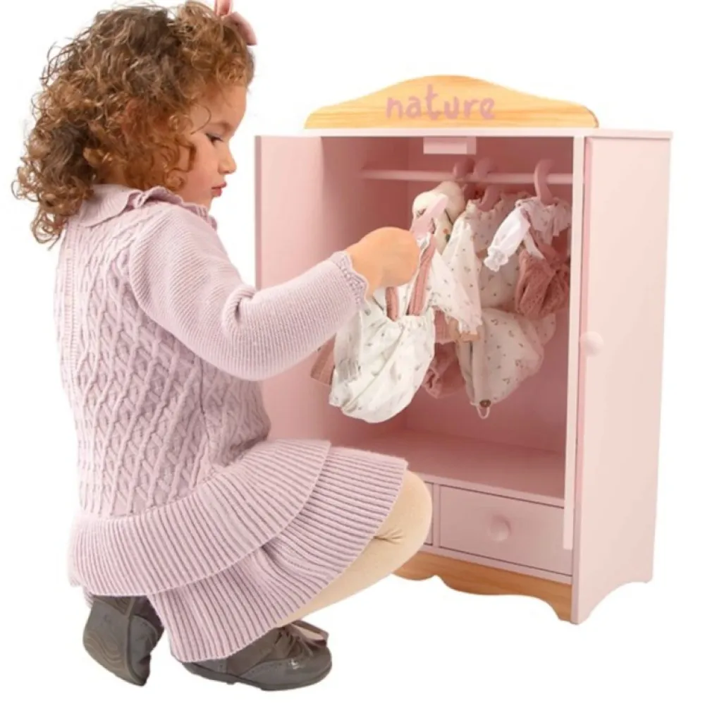 Outlet Arias Armario con cajones de Madera para ropa Muñecas rosa serie Nature de