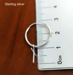 New Aros De Plata De Ley 17 Mm Con Cruz Colgante