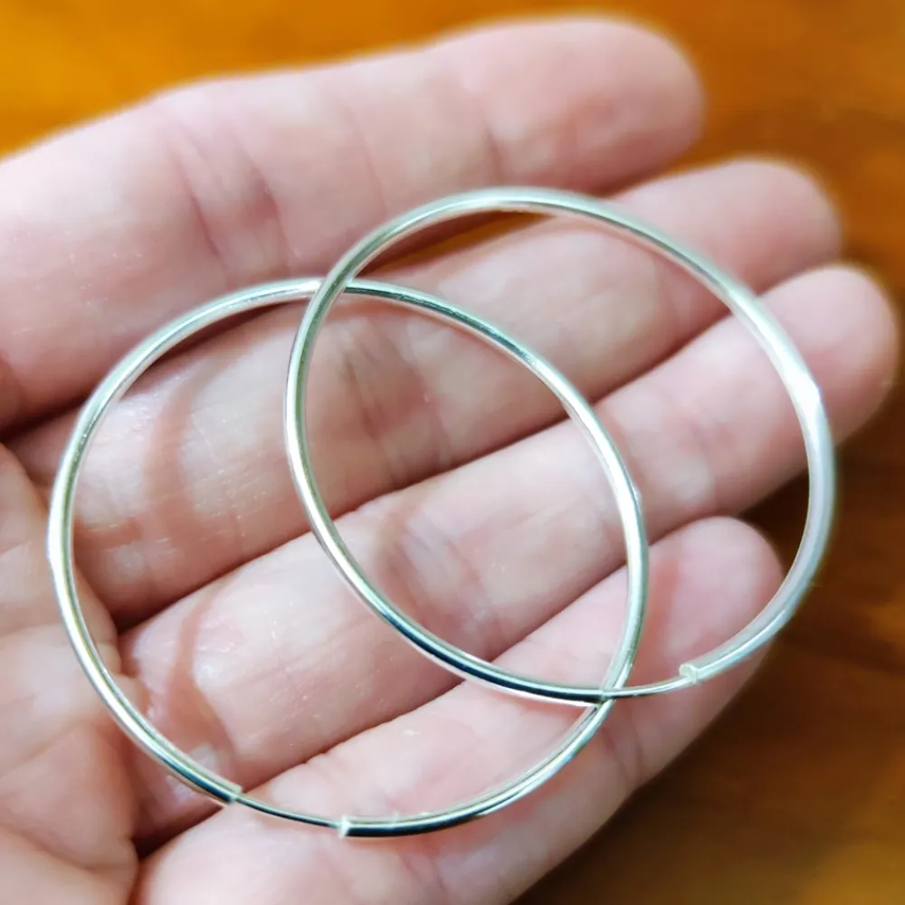 Clearance Aros Finos De Plata De Ley 40 Mm.