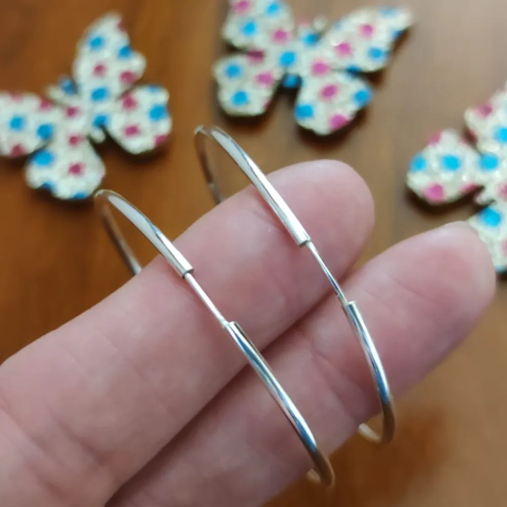 Clearance Aros Finos De Plata De Ley 40 Mm.
