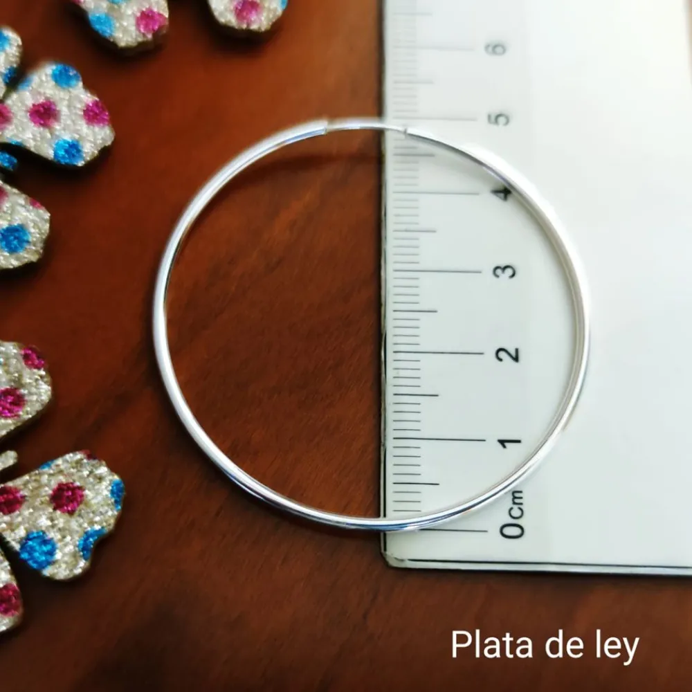 Clearance Aros Finos De Plata De Ley 40 Mm.