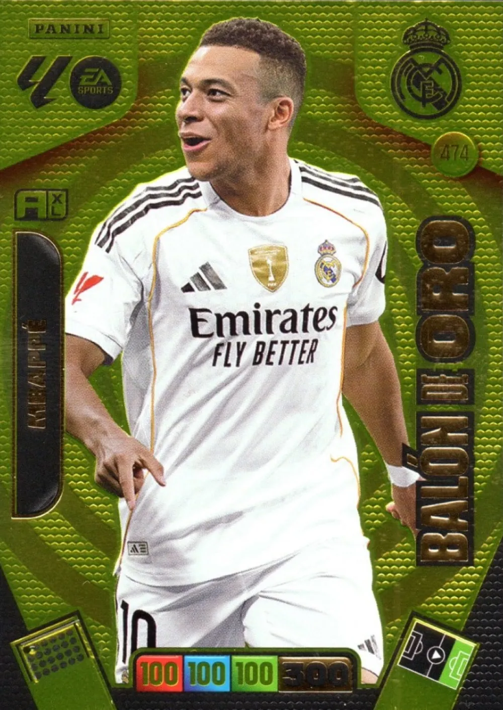 Sale Panini España Balón de Oro #474 Kylian Mbappé 2025-26 Cromo Panini Adrenalyn XL La Liga 25/26