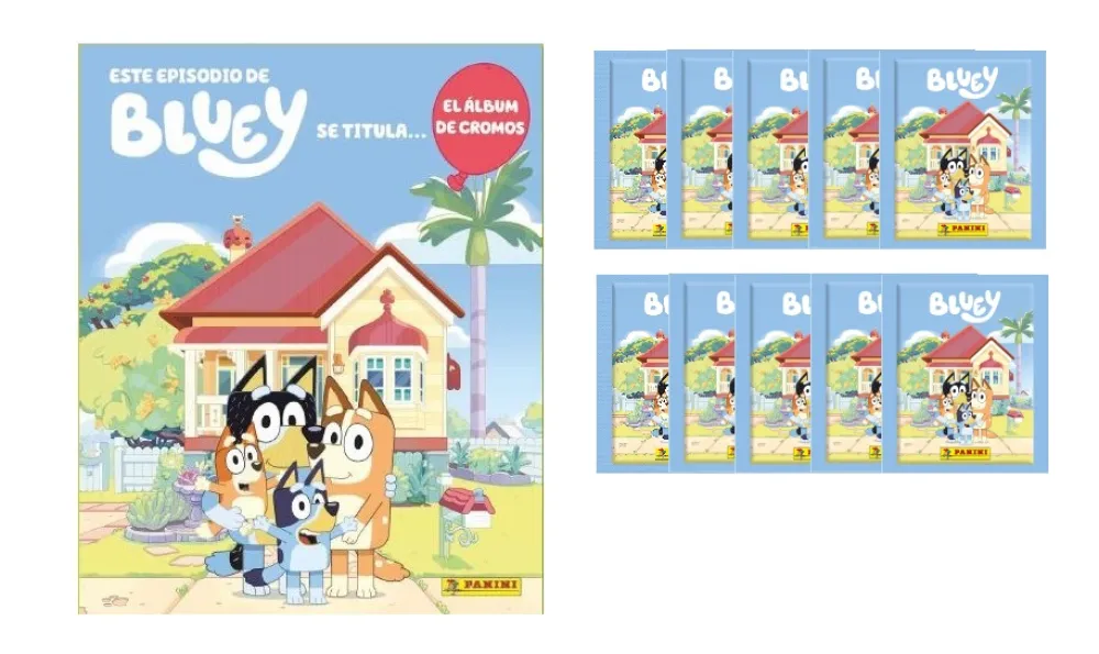 Hot PANINI Bluey Álbum de cromos vacío y 10 sobres Colección 2024 pegatinas