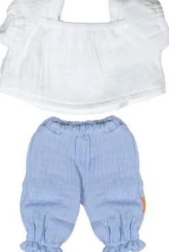 Miniland Blusa blanca y pantalón azul calor (38cm)