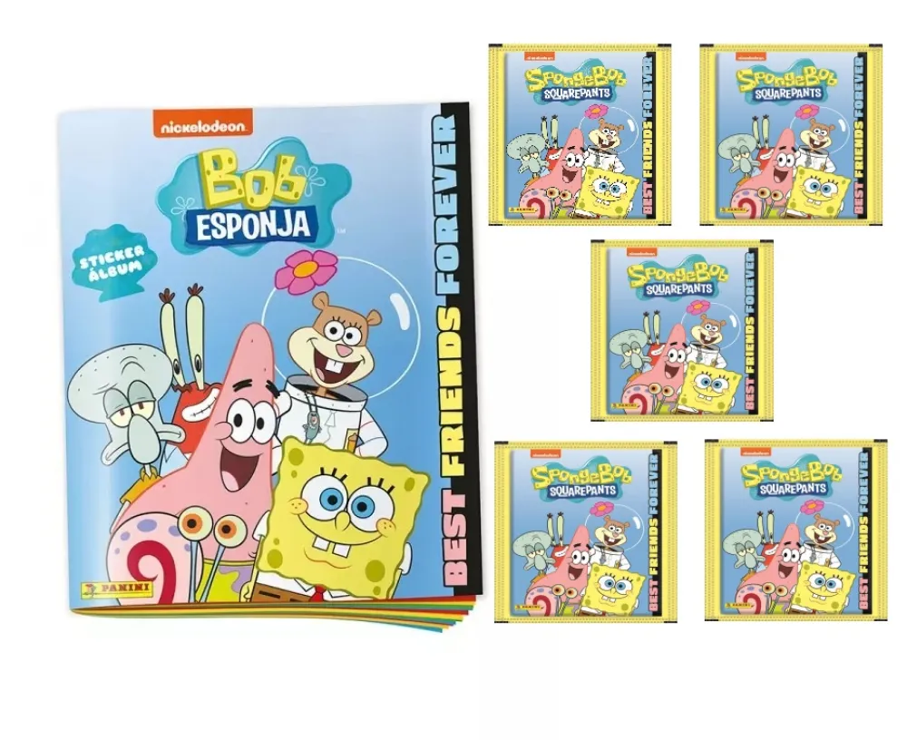Best PANINI Bob Esponja Álbum de cromos vacío y 5 sobres Colección 2024 pegatinas