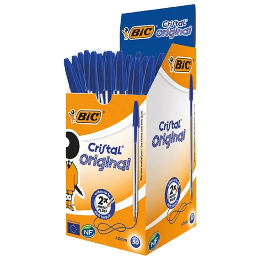 Sale Bic Bolígrafo Cristal original Punta 1 mm Color azul Caja 50 uds