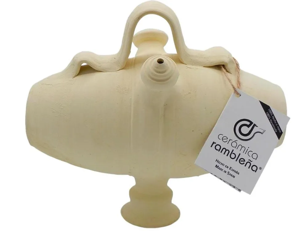 New Cerámica Rambleña Botijo de barro tonel - 17x17x25 cm - 2 L