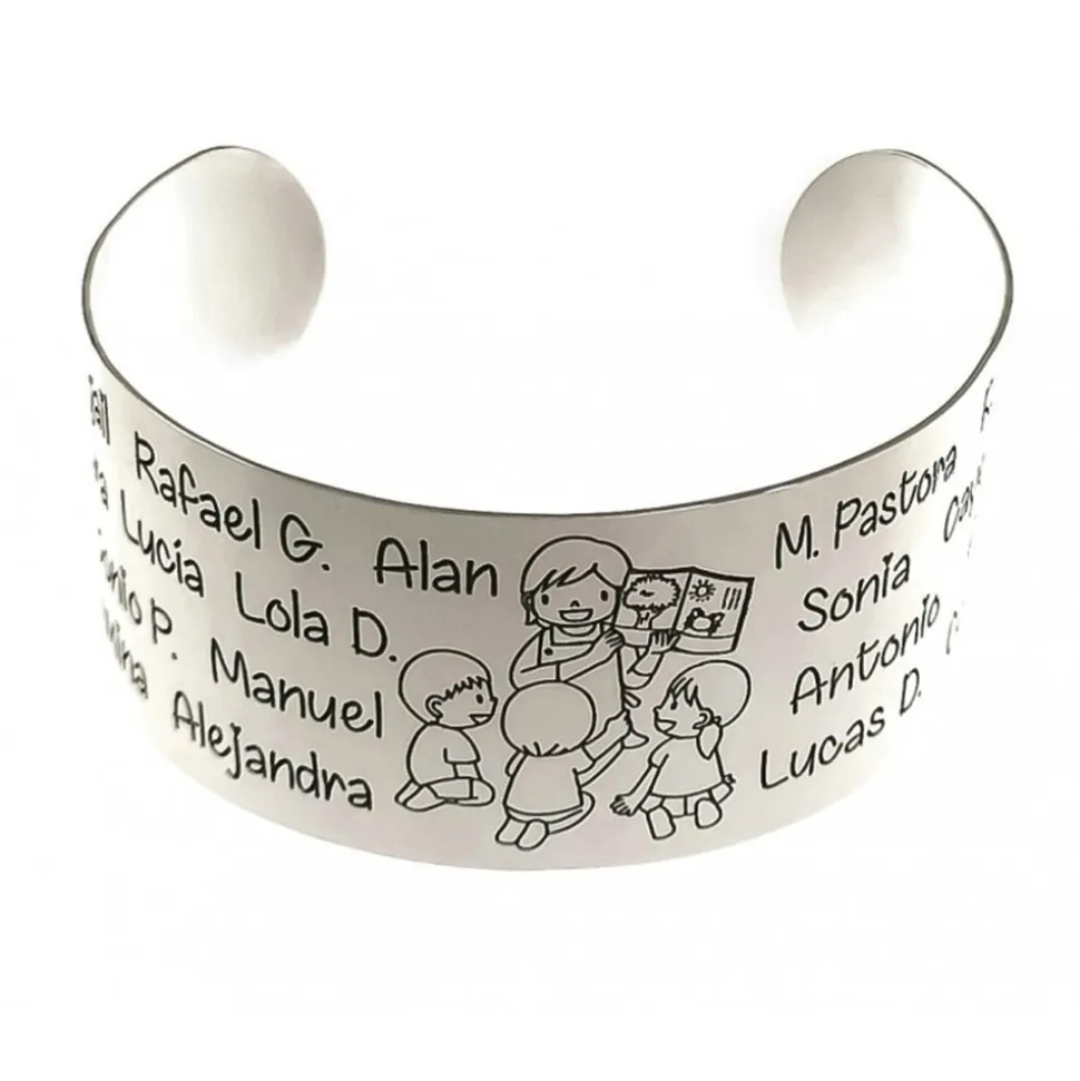 Brazalete De Plata De Ley Maestra Personalizado Con Nombres