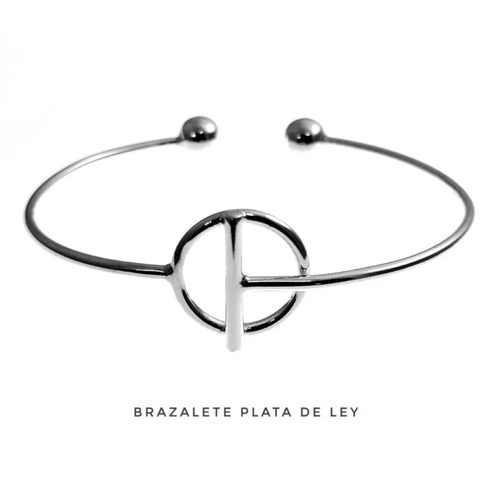 Brazalete Karma Barra De Plata De Ley