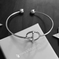 Brazalete Karma Barra De Plata De Ley