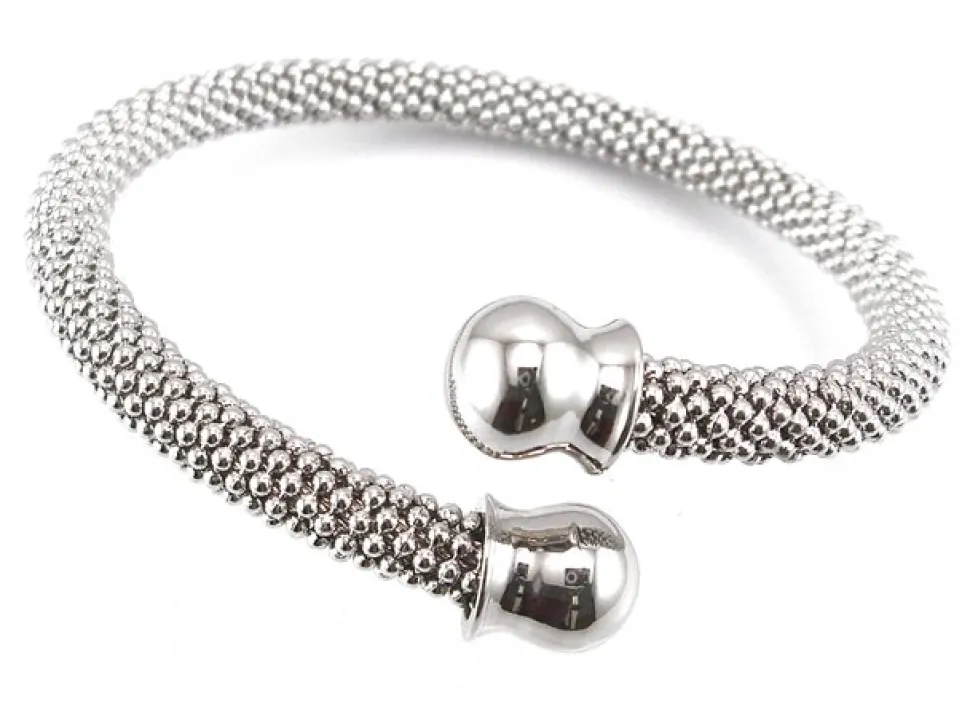 Brazalete Malla De Acero Con Remates Lisos