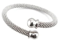 Brazalete Malla De Acero Con Remates Lisos