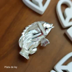 Broche-Colgante Pez De Plata De Ley Y Nácar