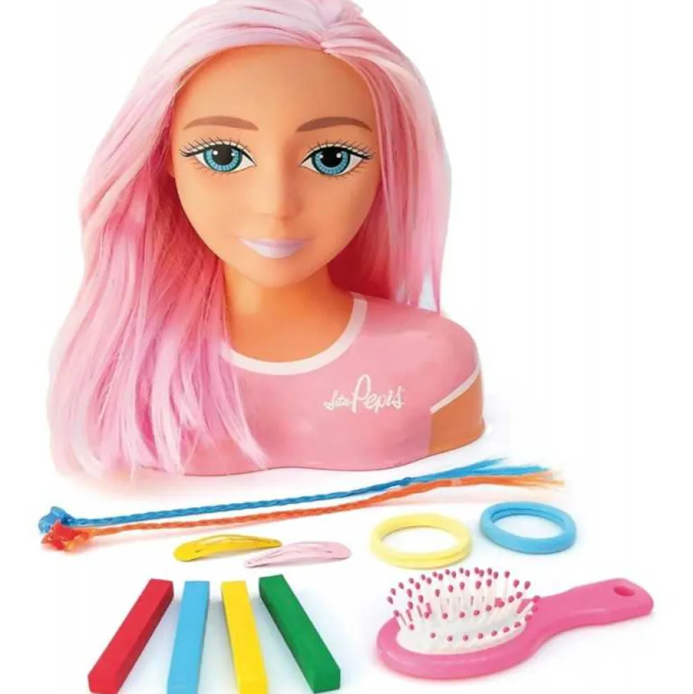 Busto de muñeca Infantil de Mechas de Colores Señorita Pepis