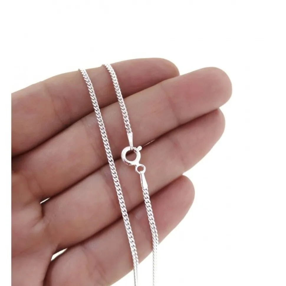 Cadena Barbada De Plata De Ley 45 Cm.