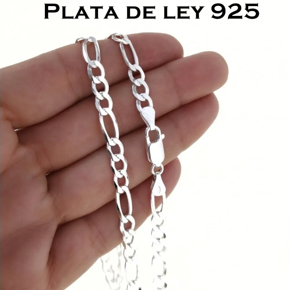 Hot Cadena De Plata De Ley Alternada 3+1 50 Cm.
