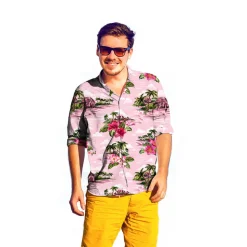 Camisa Hawaina Rosa para Adulto